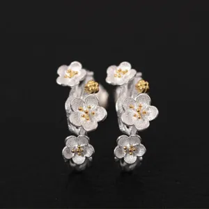 Sakura Branches -- 925 Sterling Silver Stud Earrings