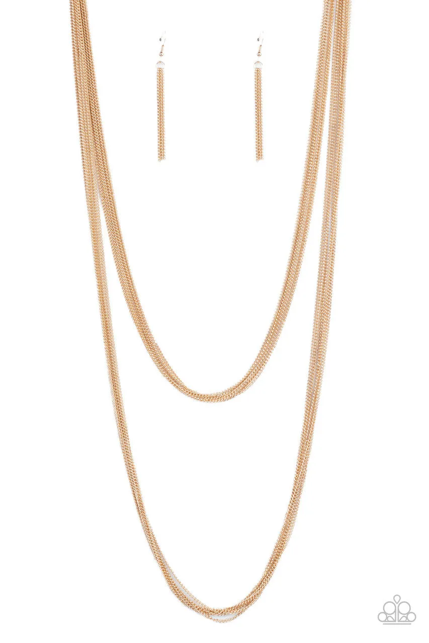 Save Your TIERS - Gold - Tiered Chain Paparazzi Long Necklace