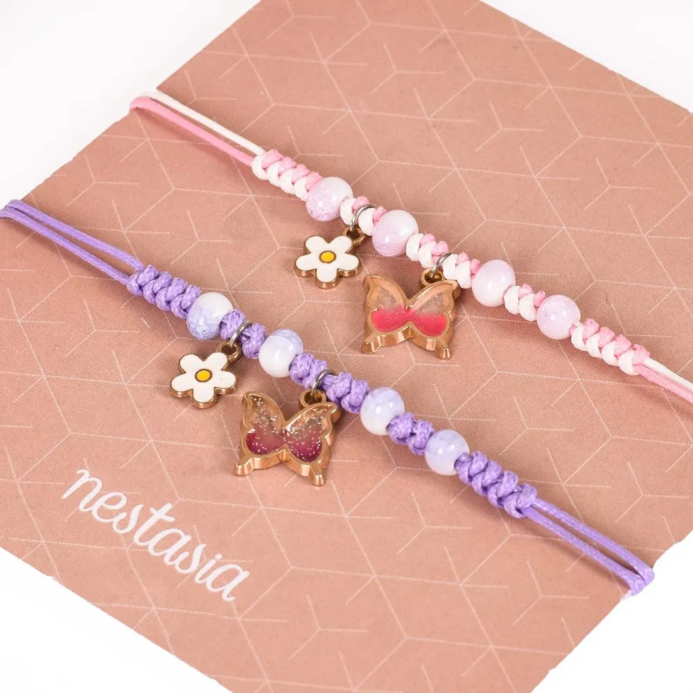 Set Of 2 Sparkle Butterfly Charm Bracelets For Women