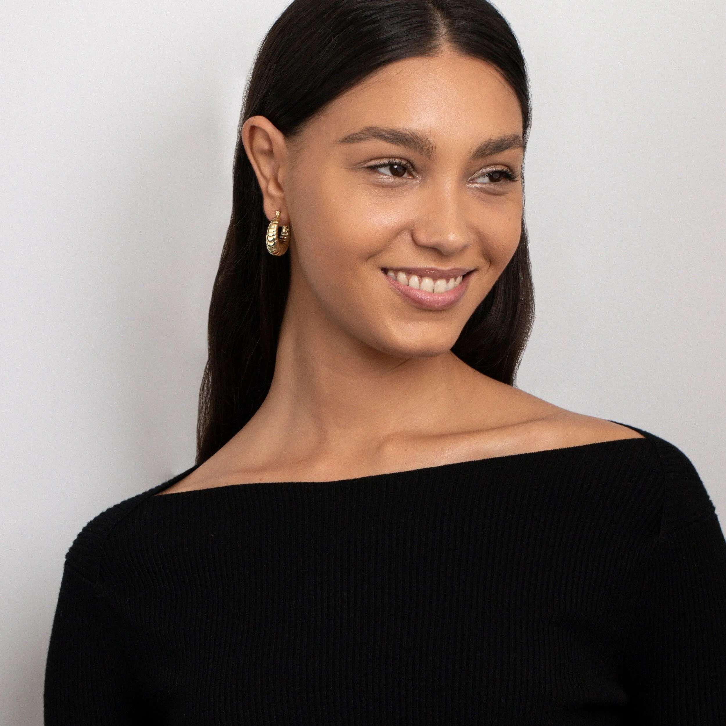 Shrimp Shell Hoop Earrings - 18K Gold Vermeil