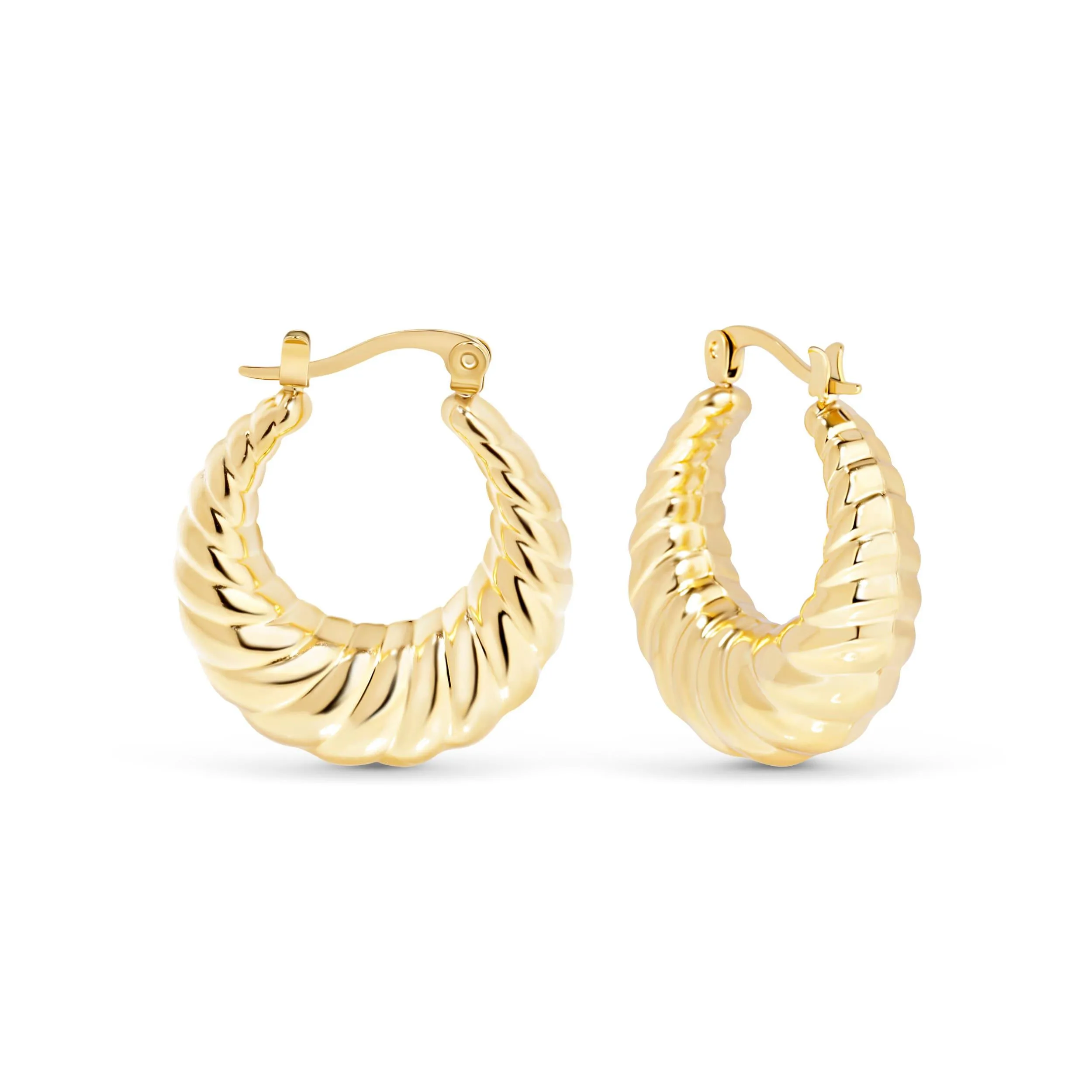 Shrimp Shell Hoop Earrings - 18K Gold Vermeil