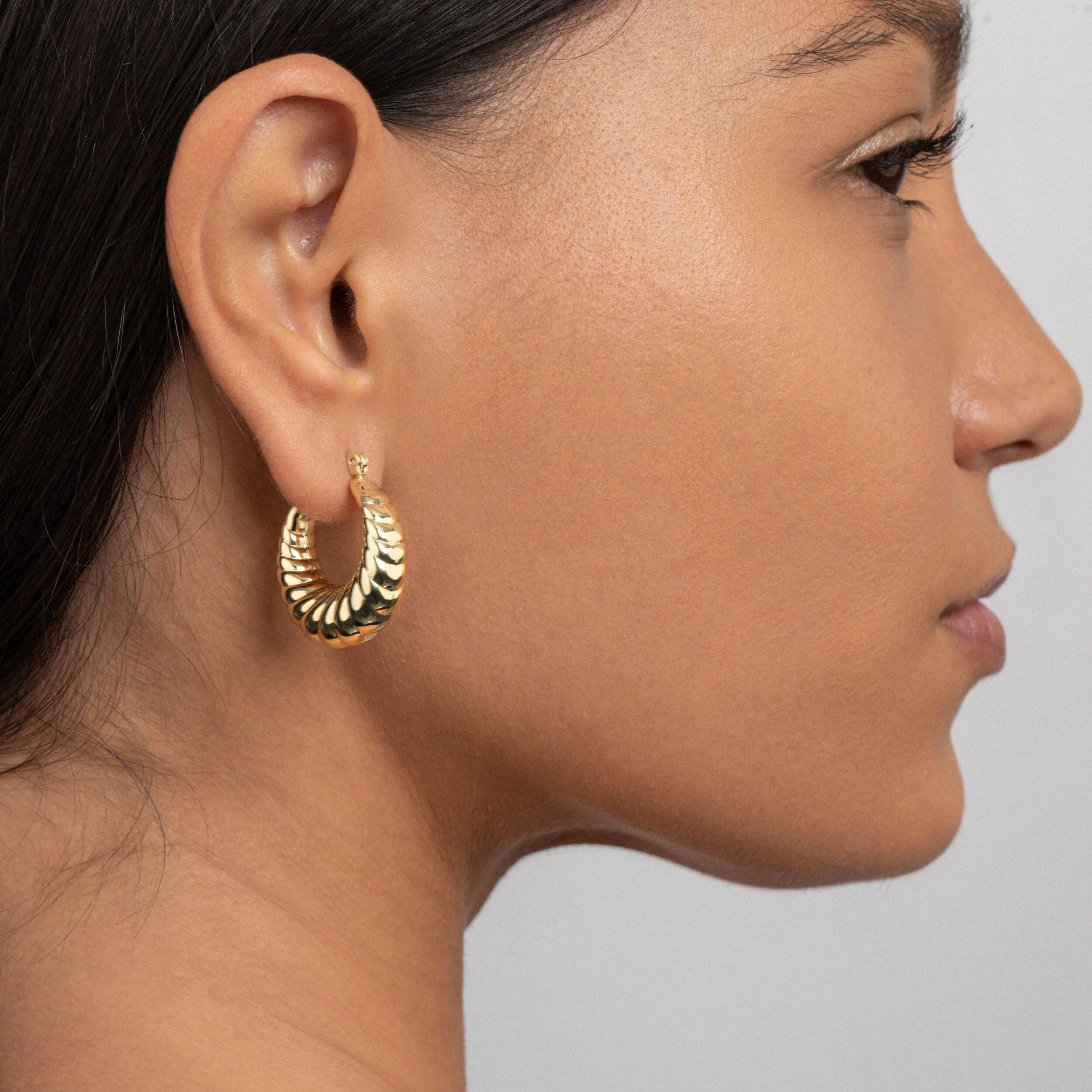 Shrimp Shell Hoop Earrings - 18K Gold Vermeil
