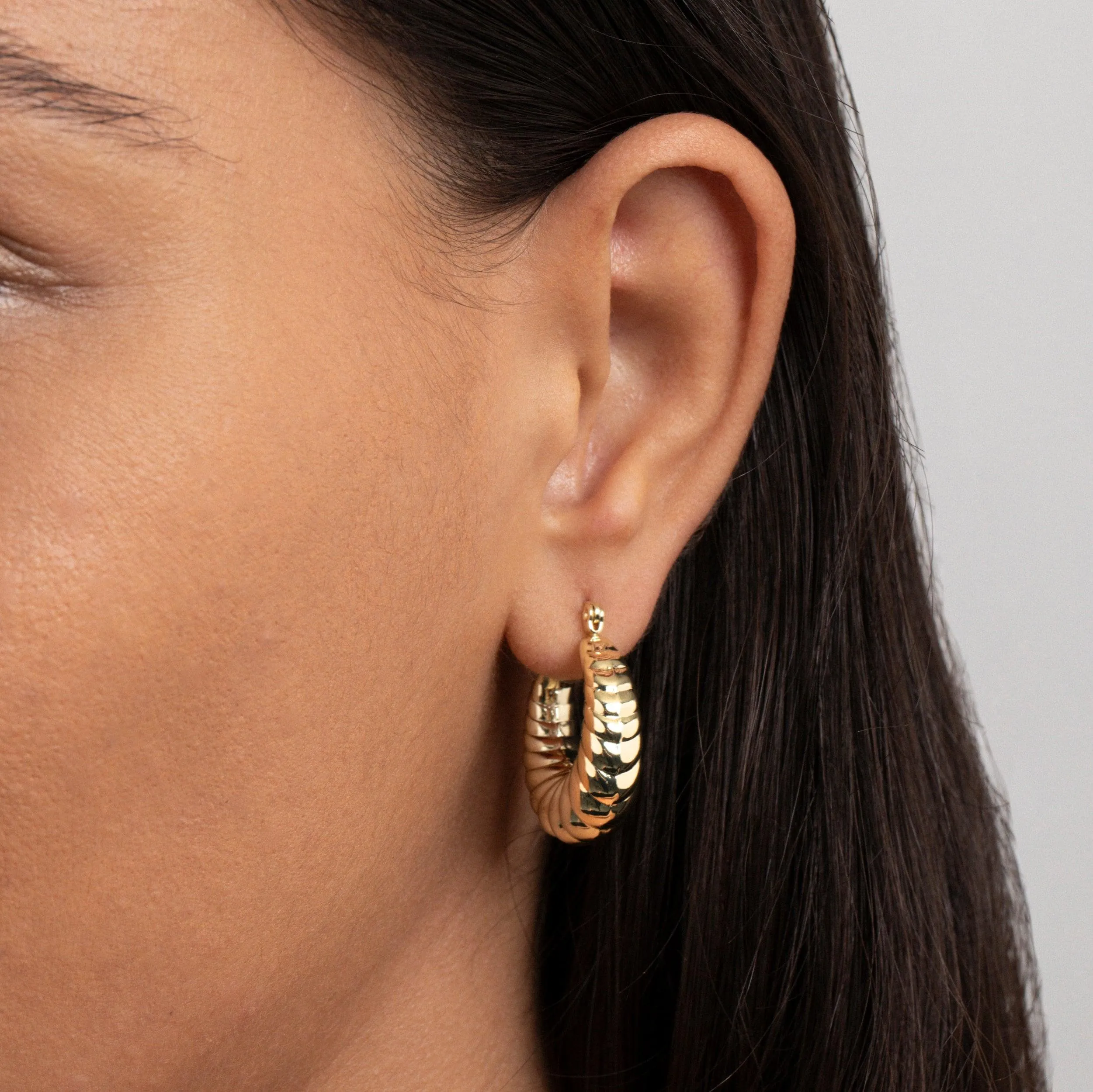 Shrimp Shell Hoop Earrings - 18K Gold Vermeil