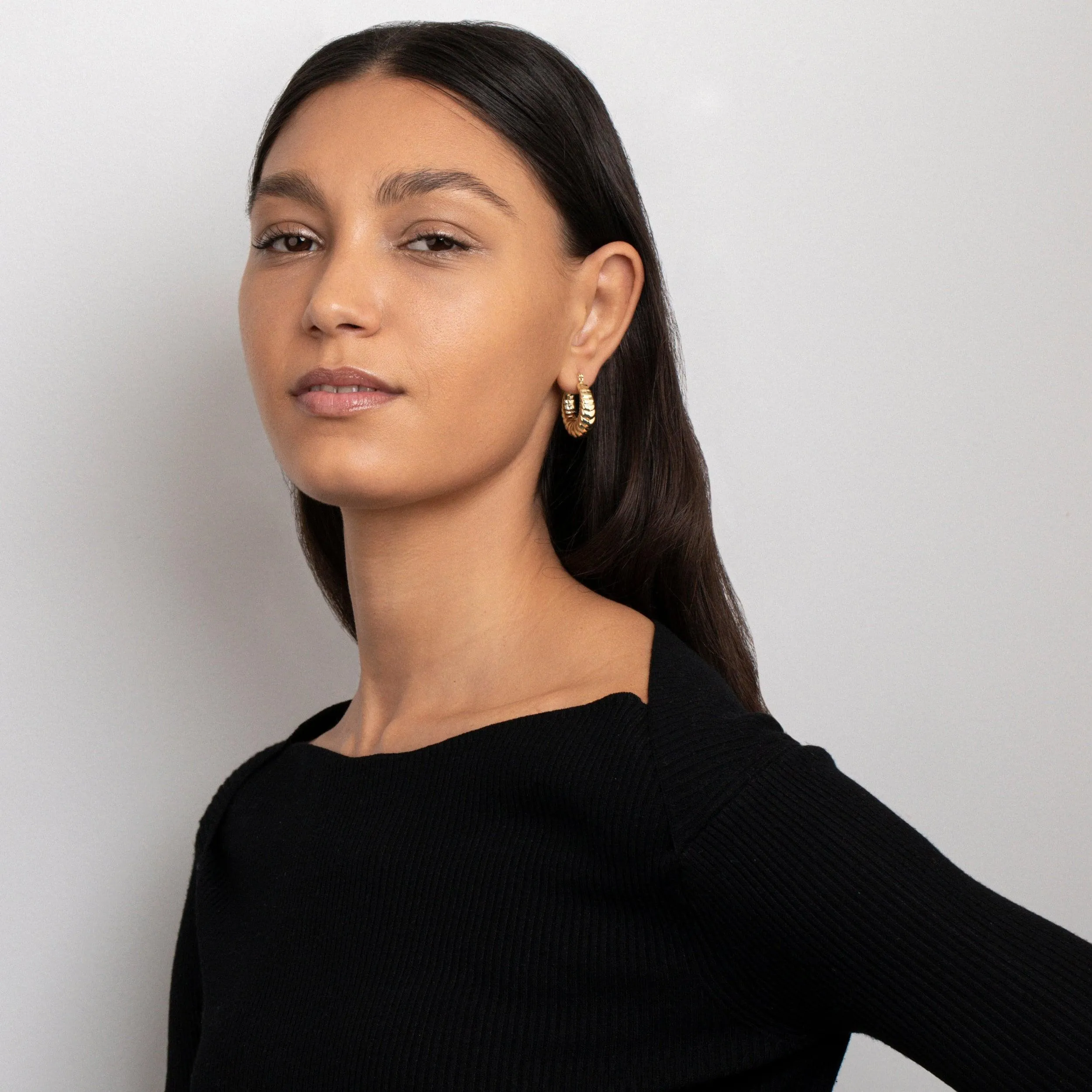 Shrimp Shell Hoop Earrings - 18K Gold Vermeil