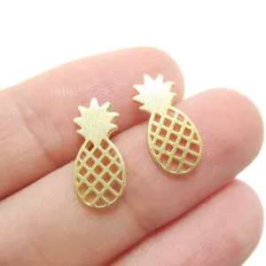 Shuangshuo 2017 Elegant Cute Fruit Stud Earrings Brushed Pineapple Stud Earrings Dainty Minimalist Post Earrings Gift Jewelry