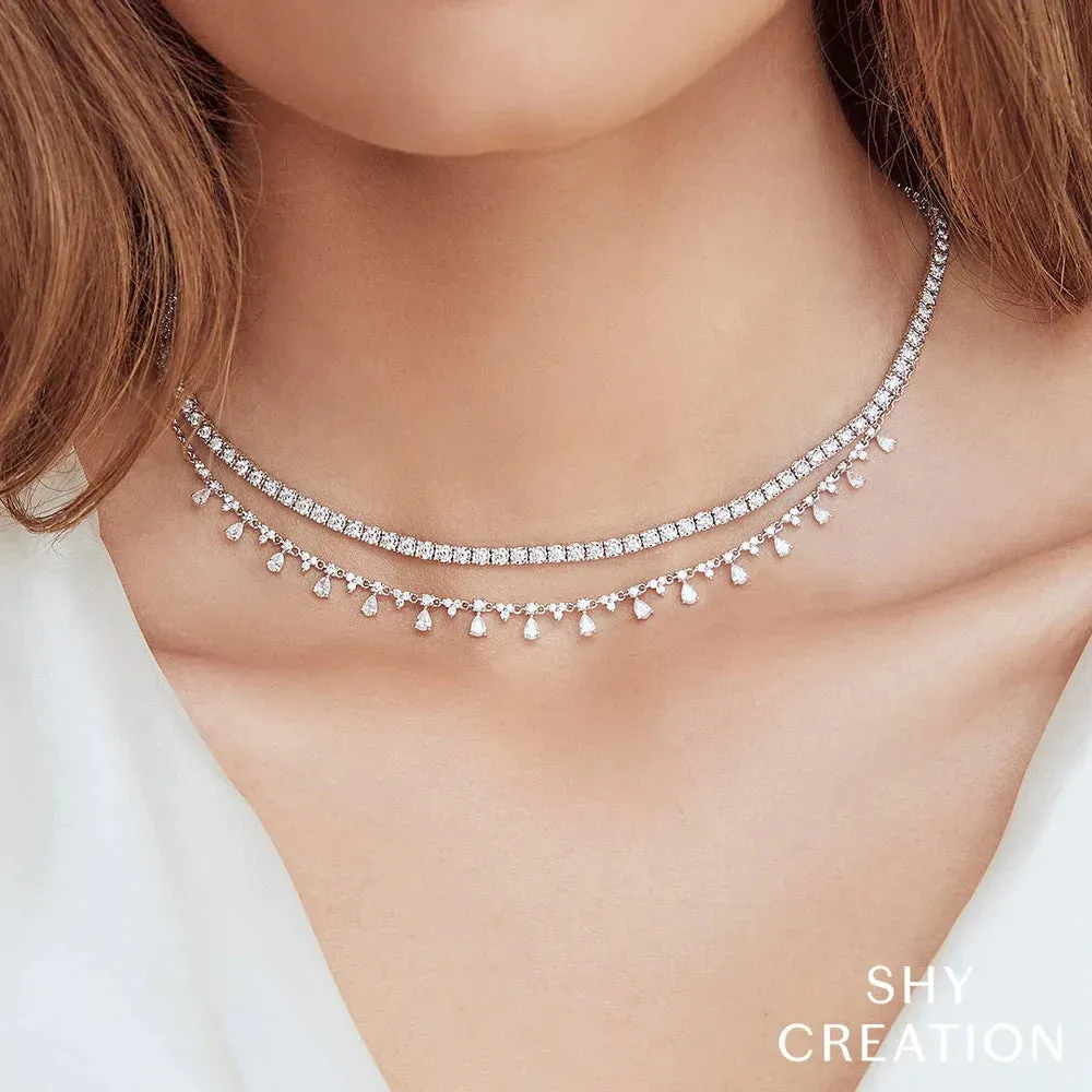 Shy Creation Diamond 3.96ctw Tennis Necklace