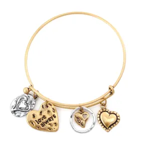 SILVER AND GOLD LOVE CHARMS  BRACELET #HNB89063TW (LC16)