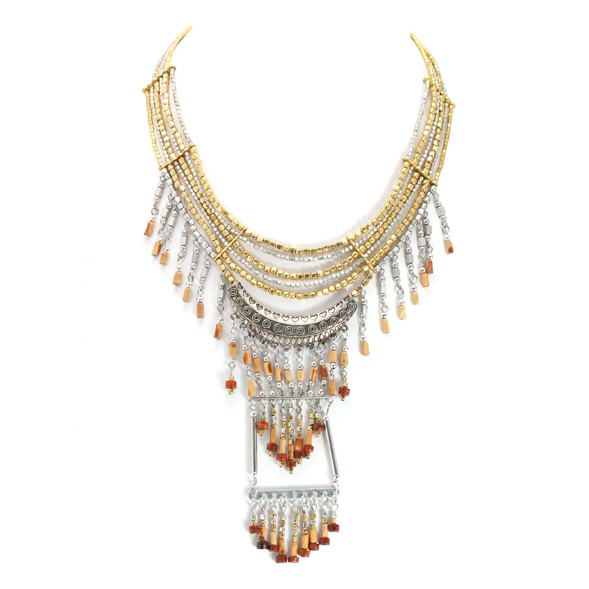 SILVER AND GOLD TASSEL NECKLACES #NK1-49135