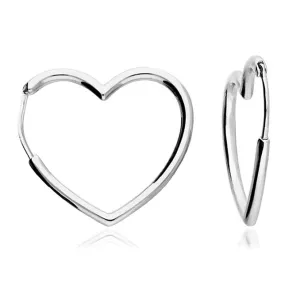 Silver Asymmetrical Heart Hoop Earrings
