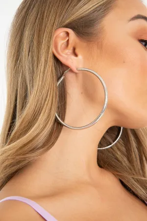 Silver Chunky Large Hoop Earrings - Kymia