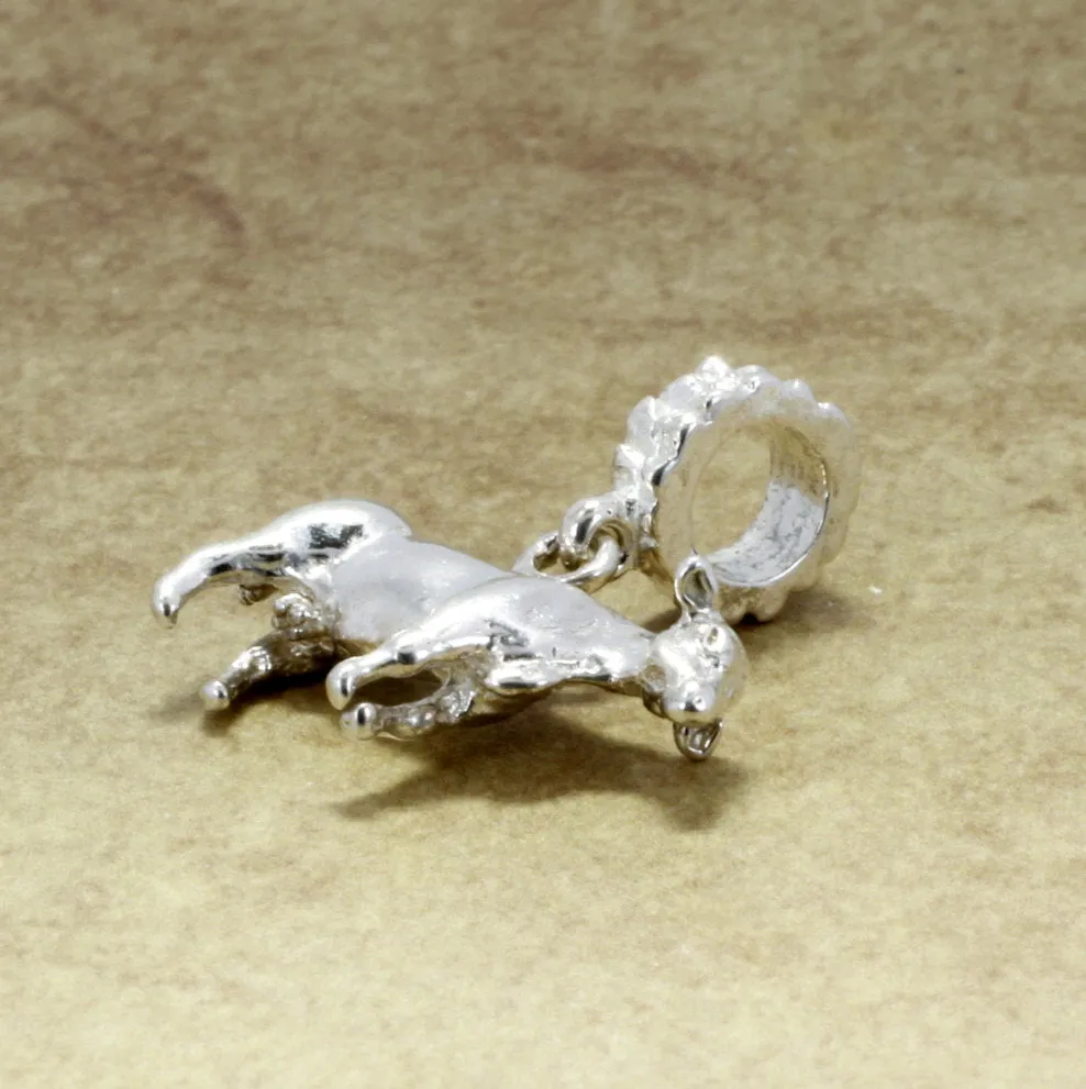 Silver Cow Slide Bracelet Charm made in 925 Sterling Silver
