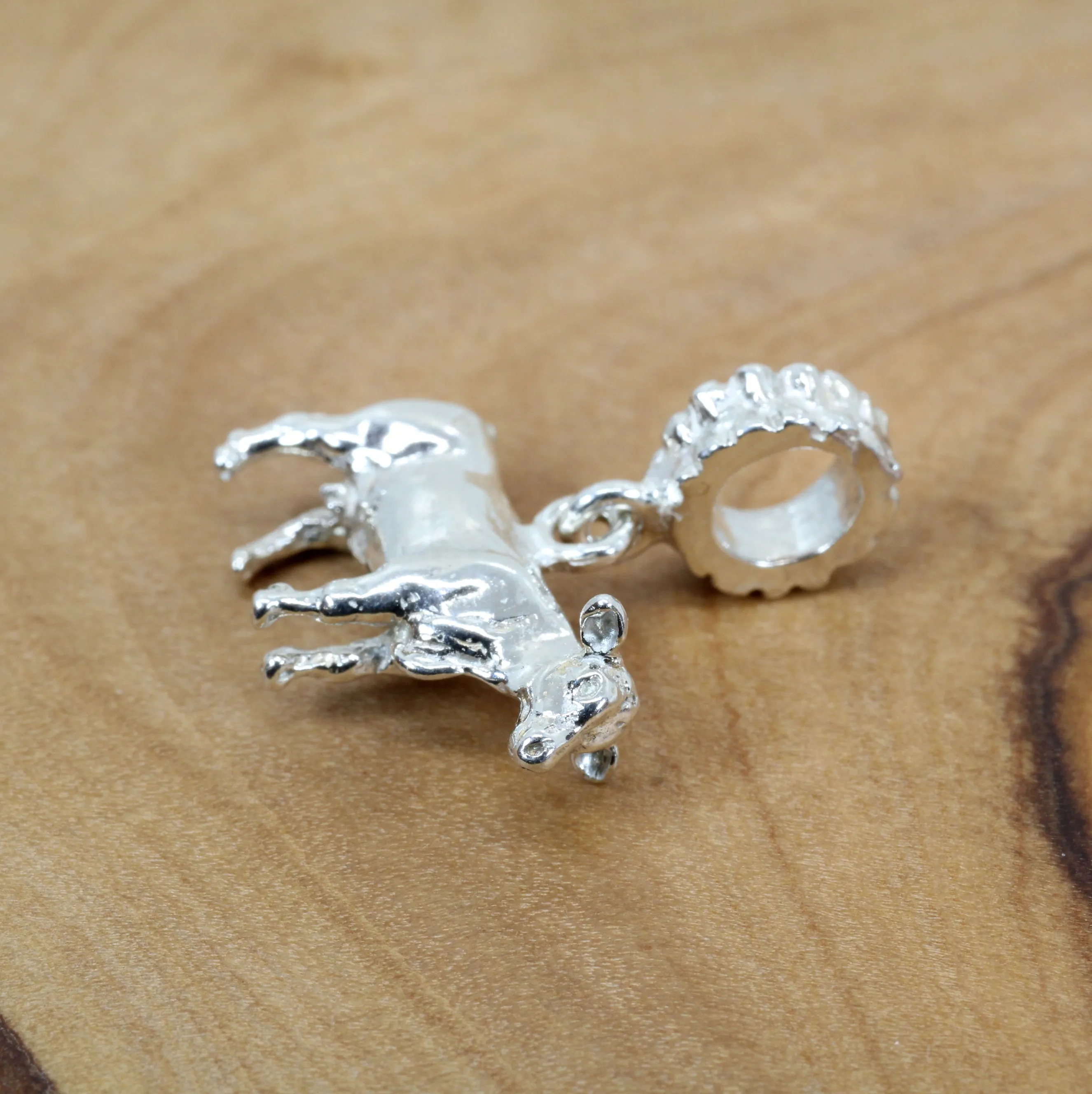 Silver Cow Slide Bracelet Charm made in 925 Sterling Silver