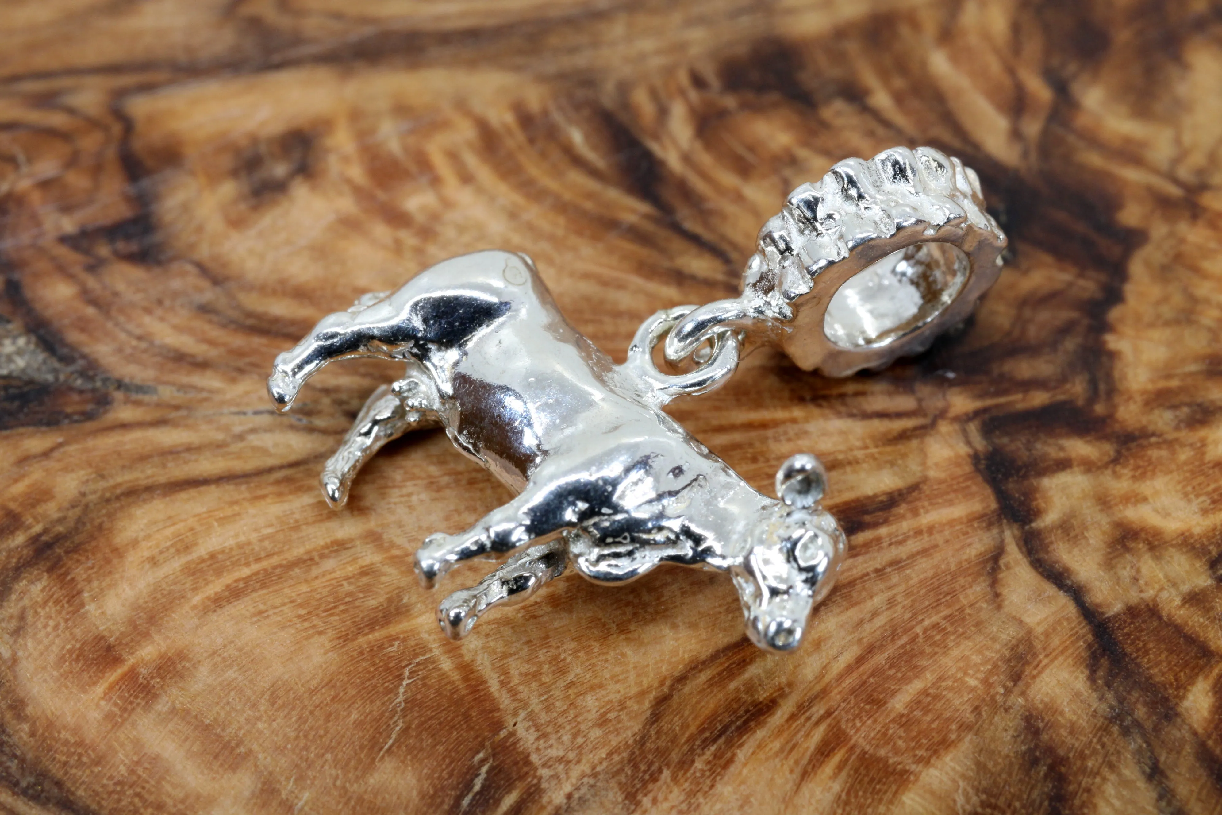 Silver Cow Slide Bracelet Charm made in 925 Sterling Silver