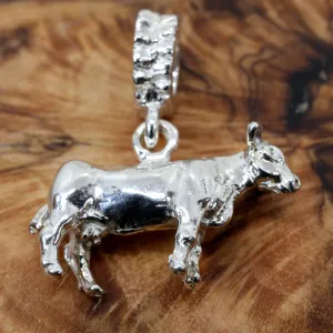 Silver Cow Slide Bracelet Charm made in 925 Sterling Silver