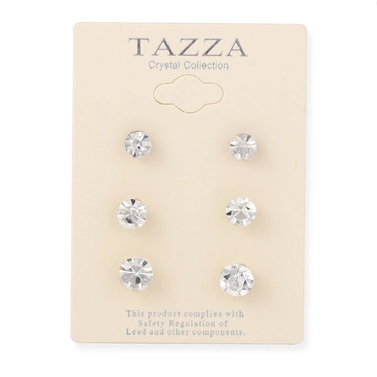 SILVER CRYSTAL 8MM 7MM AND6MM SET OF 3 STUD EARRING #FW-E100 (SHCE5)