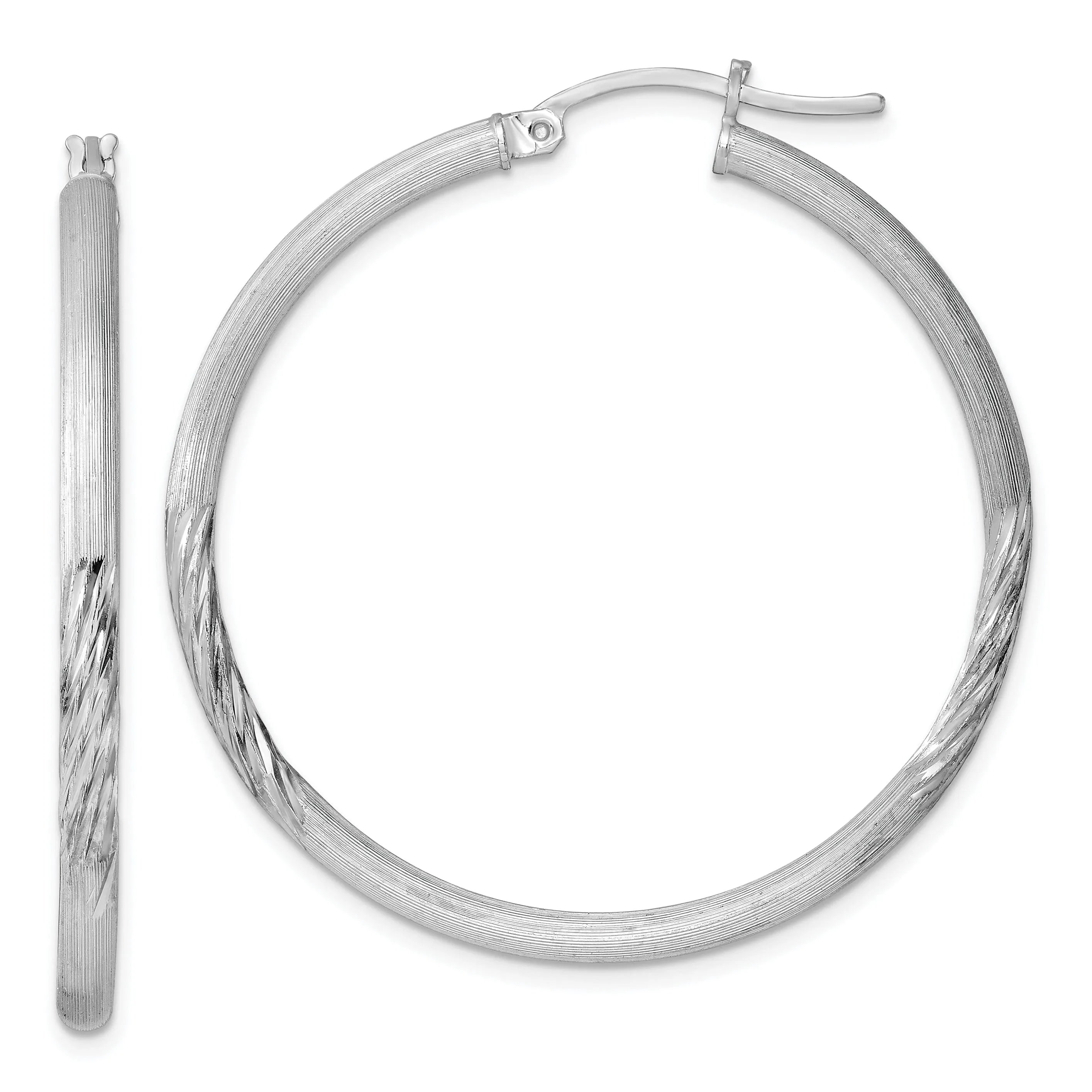 Silver D.C Round Hoop Hinged Earrings