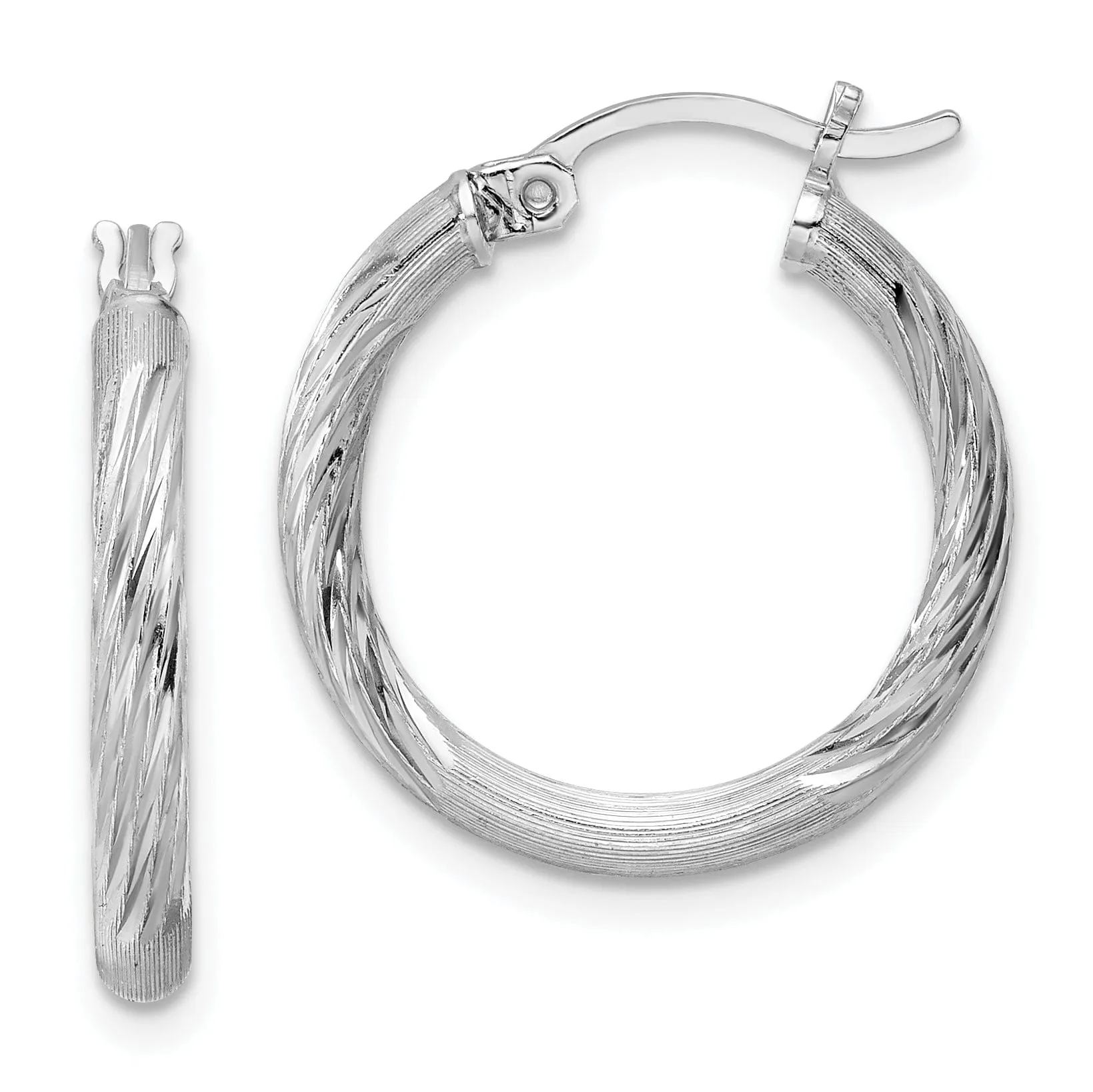 Silver D.C Round Hoop Hinged Earrings