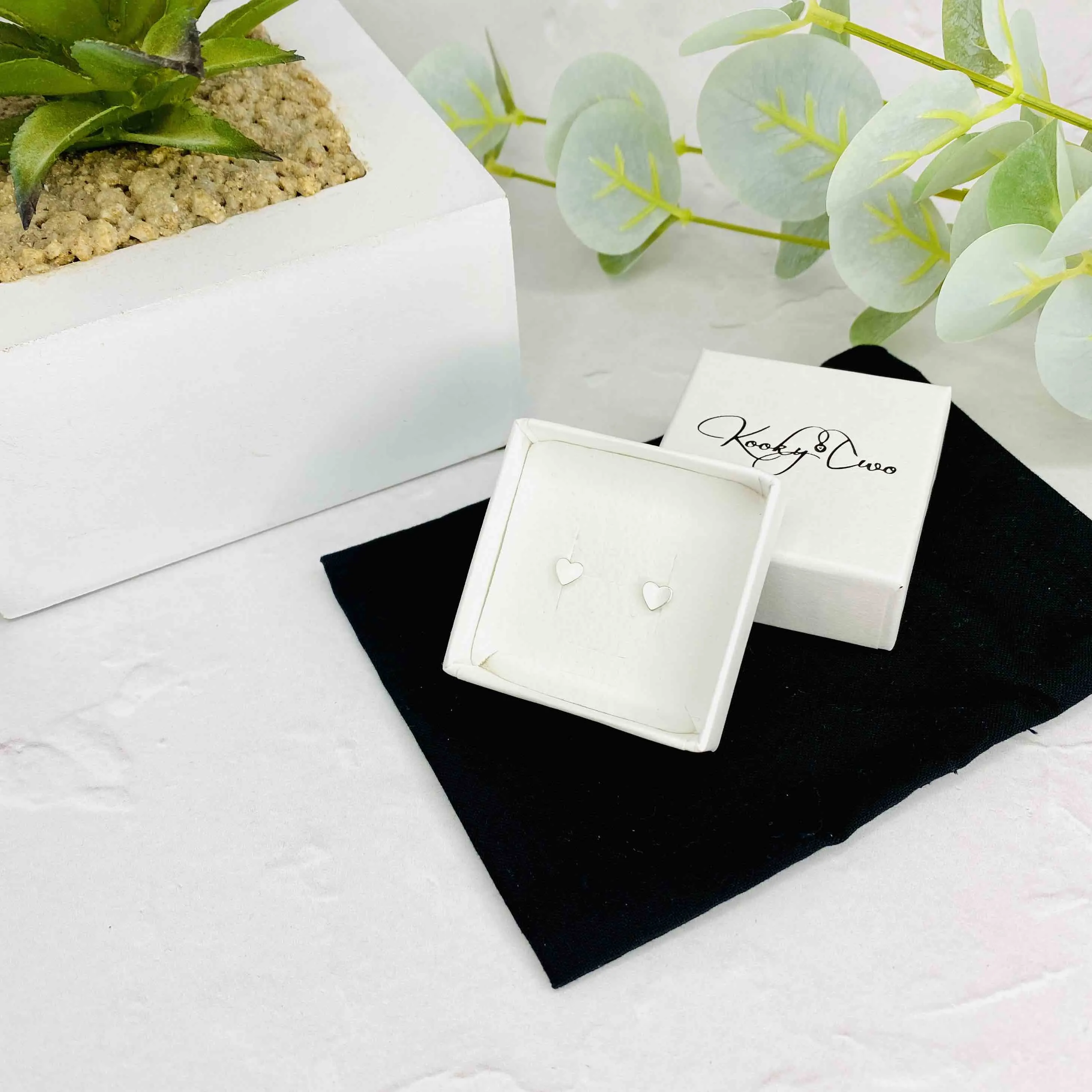 Silver Heart Stud Earrings