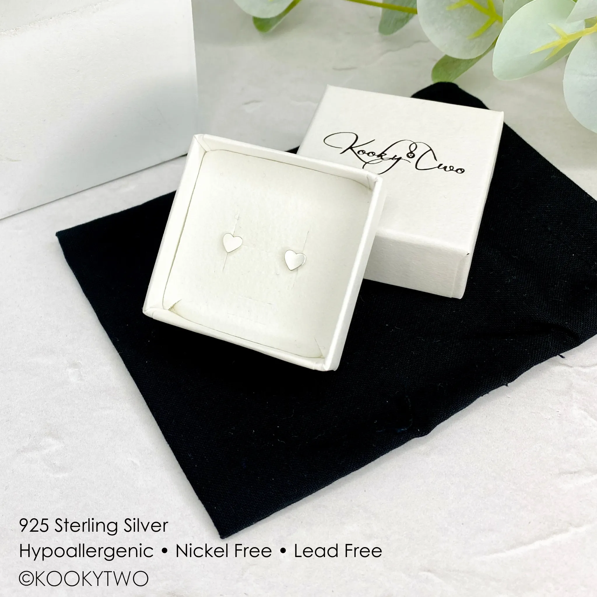Silver Heart Stud Earrings