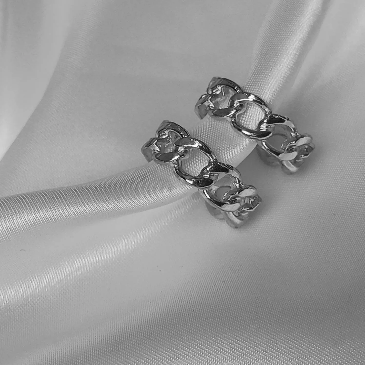 Silver Hoop Chain Earrings - Silver Earrings,Silver Hoop Earrings In The UK,Silver Jewellery In The UK,Small Hoop Earrings,Small Hoops