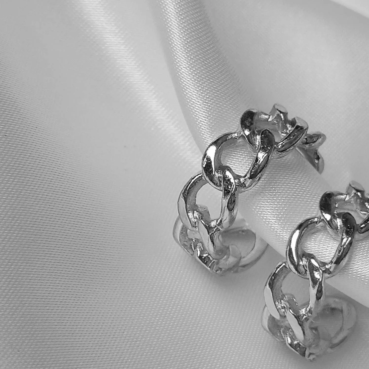 Silver Hoop Chain Earrings - Silver Earrings,Silver Hoop Earrings In The UK,Silver Jewellery In The UK,Small Hoop Earrings,Small Hoops