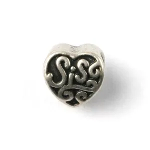 Silver Plated Sis Heart Charm
