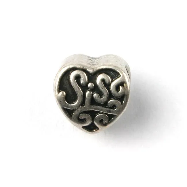 Silver Plated Sis Heart Charm