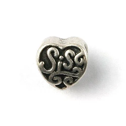 Silver Plated Sis Heart Charm