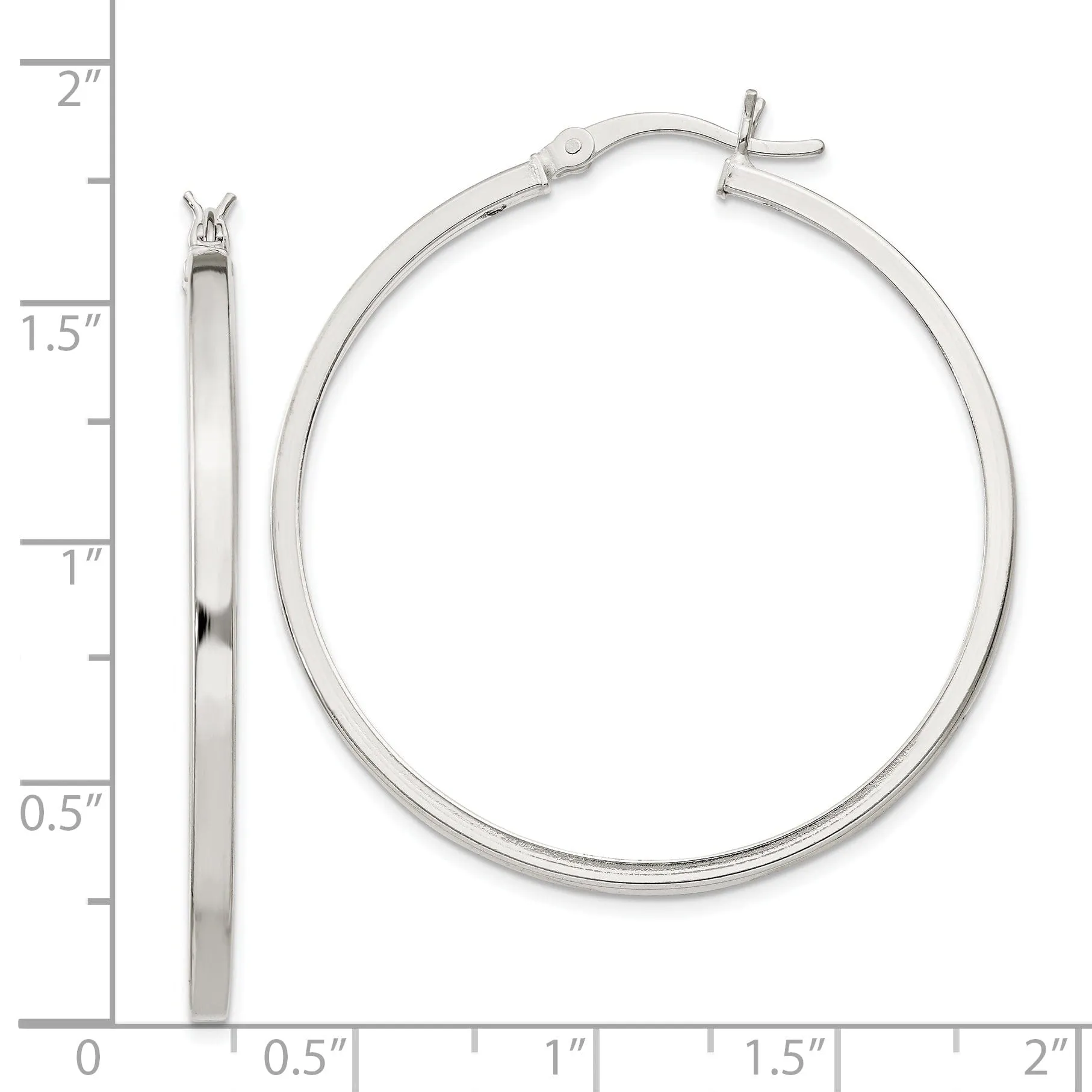 Silver Polished Hollow Hoop Hinged Back Earring
