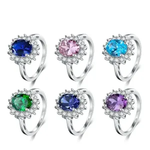 Silver Ring Fashion Women Zircon Jewelry Brand Wedding Engagement Silver Rings