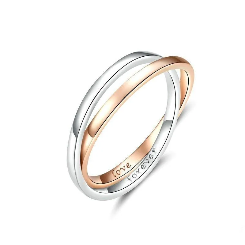 Silver Rose Gold Promise Ring - Love Forever