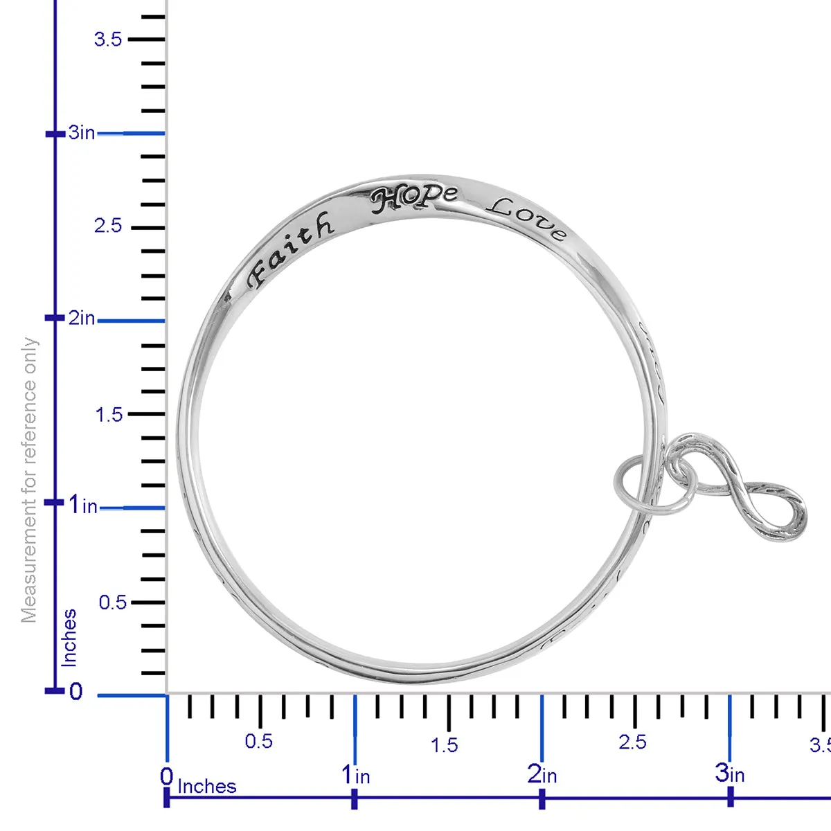Silvertone & Stainless Steel Set of 4 Inspirational Bangle Bracelets (7.50 in)