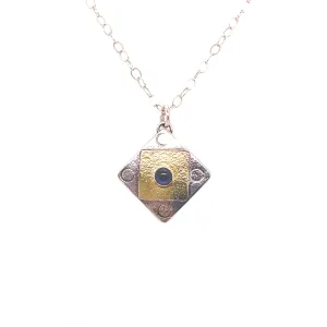 Single Stone Sterling Silver and 18K Yellow Gold Necklace