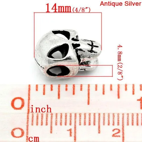 Skull Charm European Bead Compatible for Most European Snake Chain Bracelet