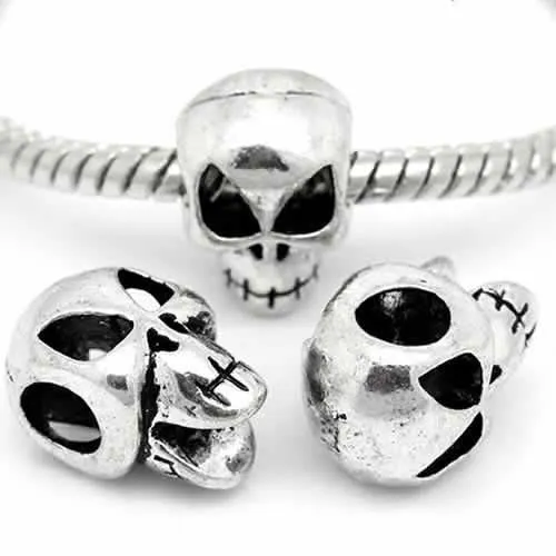 Skull Charm European Bead Compatible for Most European Snake Chain Bracelet