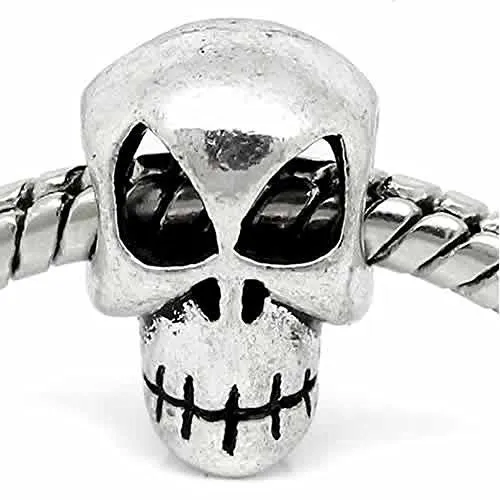 Skull Charm European Bead Compatible for Most European Snake Chain Bracelet