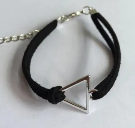 sl 092 1 piece 2017 fashion retro Gothic life leather bracelet anchor rope black chain geometric triangle charm tree cross jewel