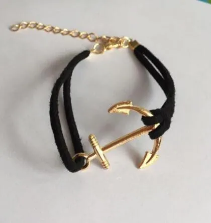 sl 092 1 piece 2017 fashion retro Gothic life leather bracelet anchor rope black chain geometric triangle charm tree cross jewel