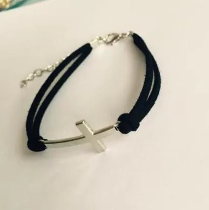 sl 092 1 piece 2017 fashion retro Gothic life leather bracelet anchor rope black chain geometric triangle charm tree cross jewel