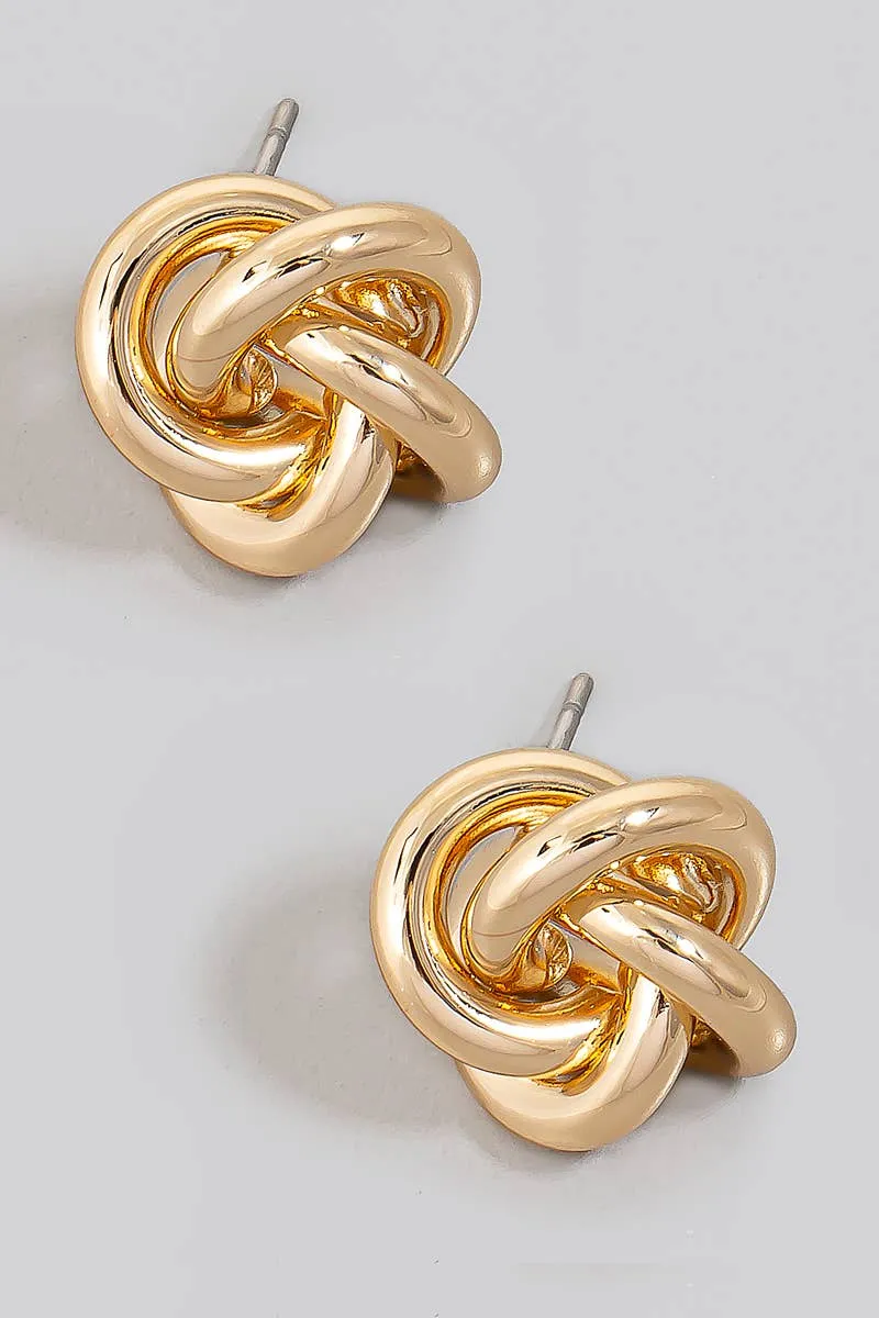 Small Metallic Knotted Stud Earrings