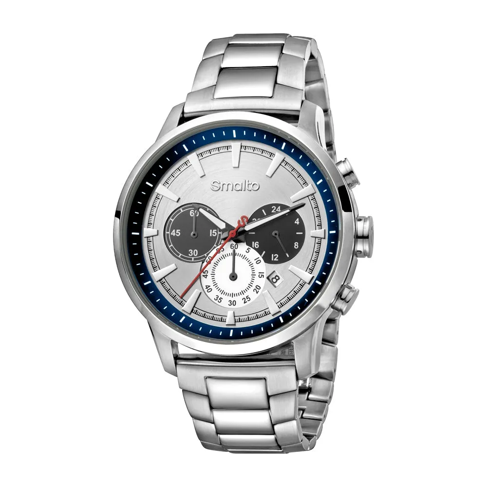 Smalto Men's Stainless Steel Watch Blue Dial With Mesh Metal Bracelet