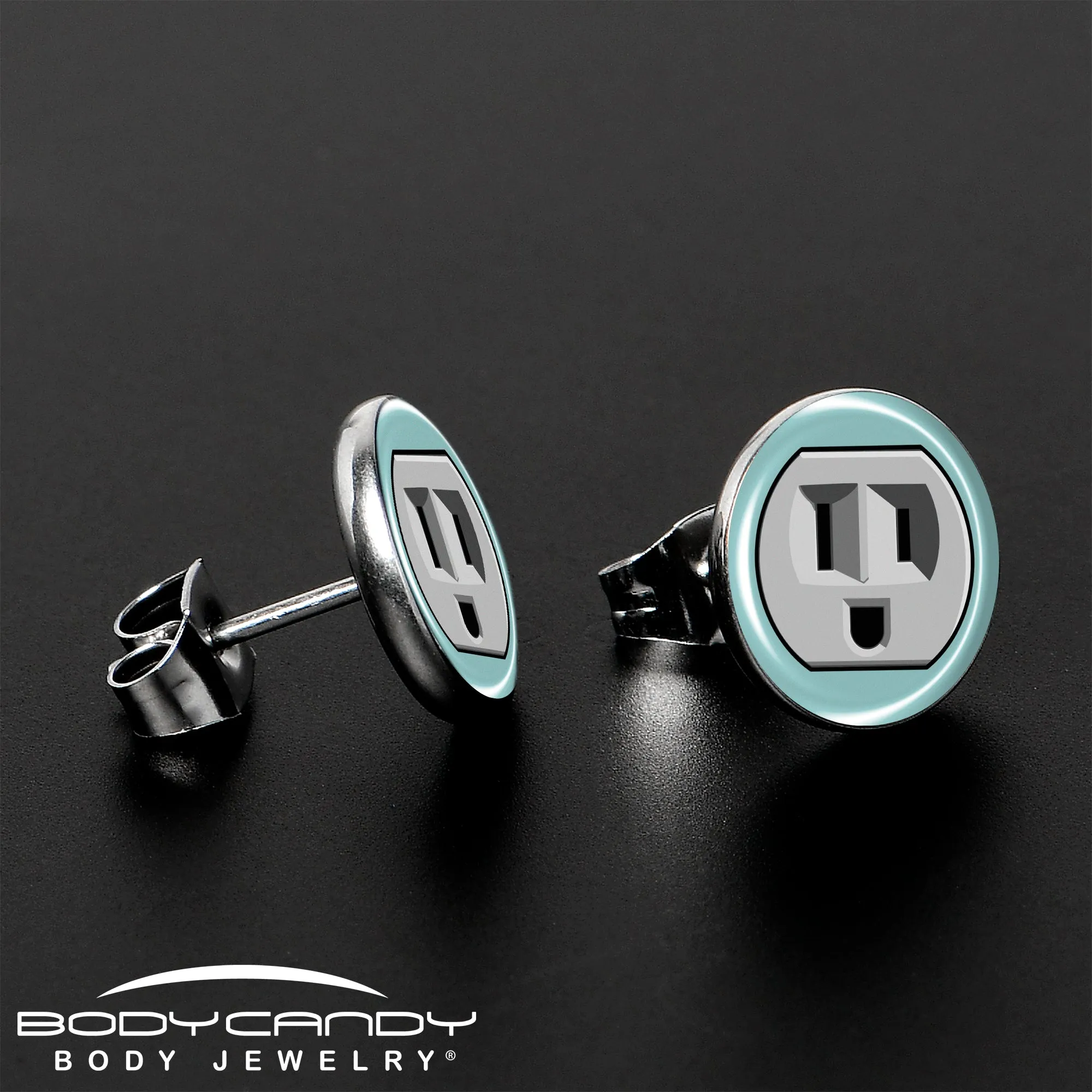Smiling Plug Outlet Stud Earrings