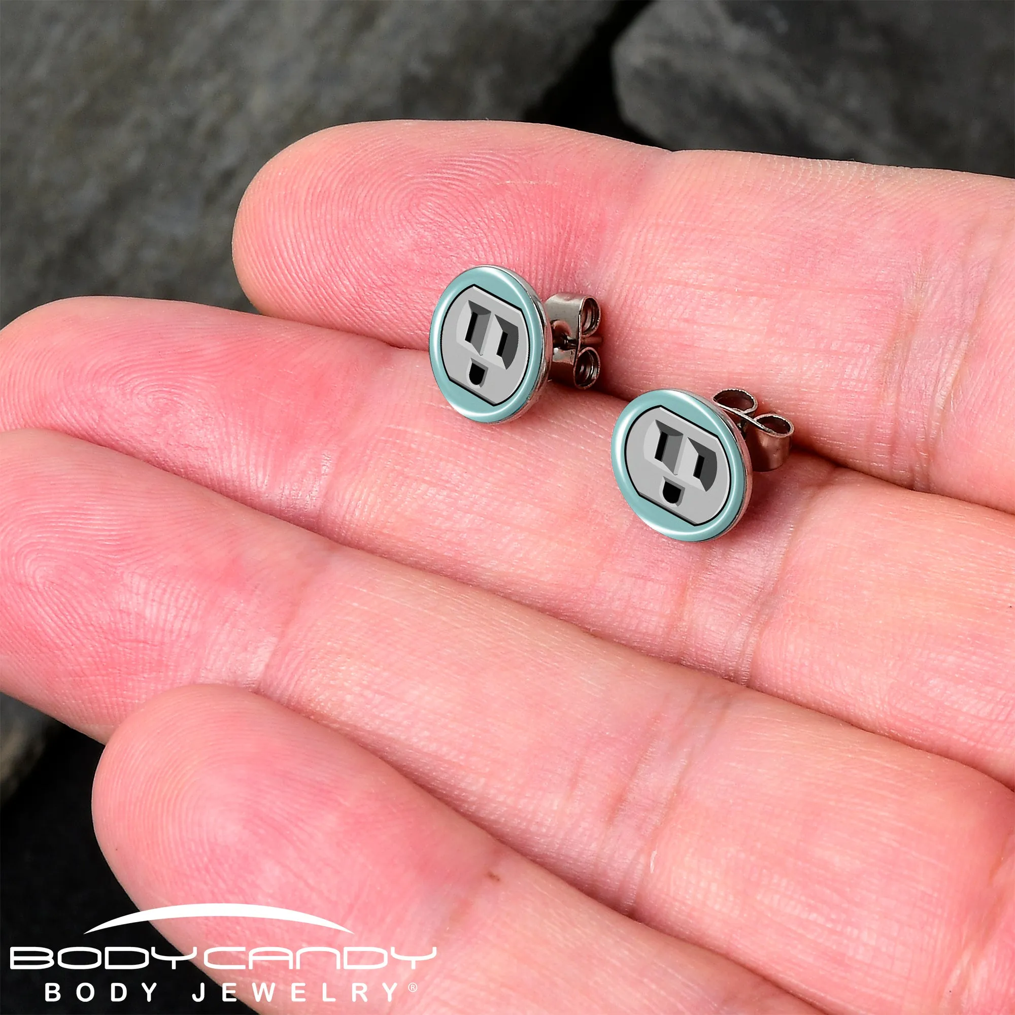 Smiling Plug Outlet Stud Earrings