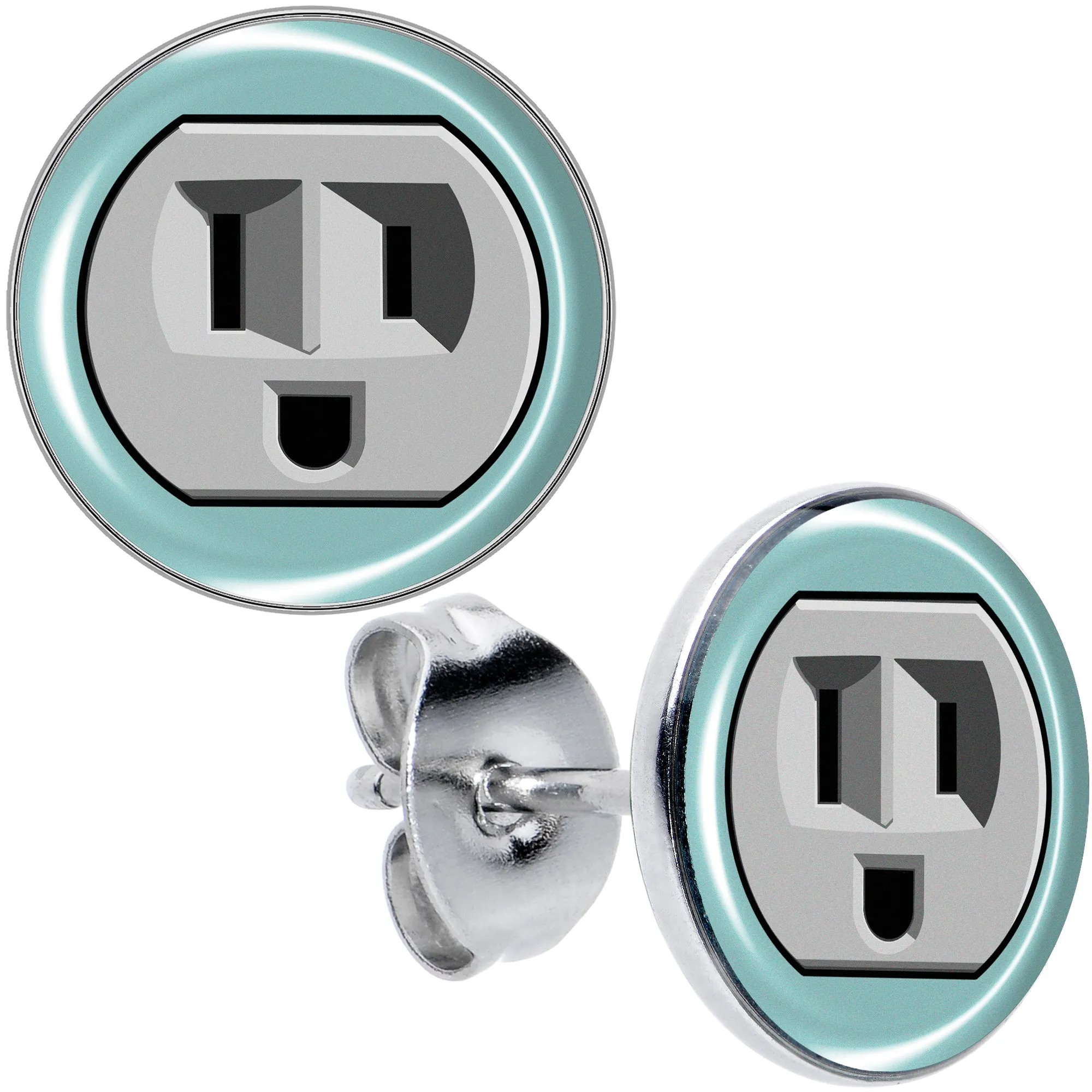 Smiling Plug Outlet Stud Earrings