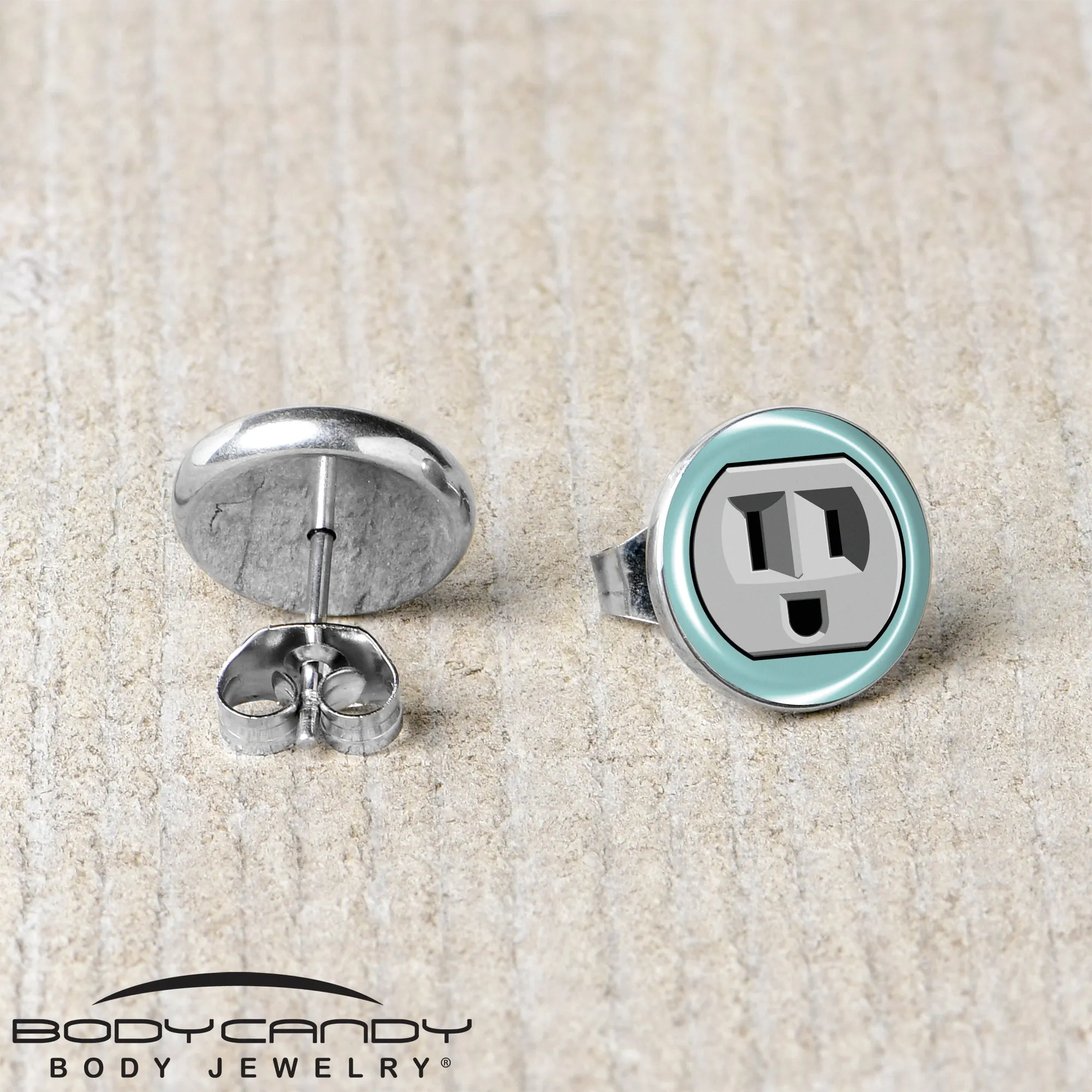 Smiling Plug Outlet Stud Earrings