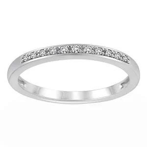 Solid 10K White Gold 1/20 Cttw Diamond Half Eternity Ring for Women (0.05 Cttw, I Color, I3 Clarity) Diamond Stackable Ring Wedding Band Ring | Eternity Band Ring