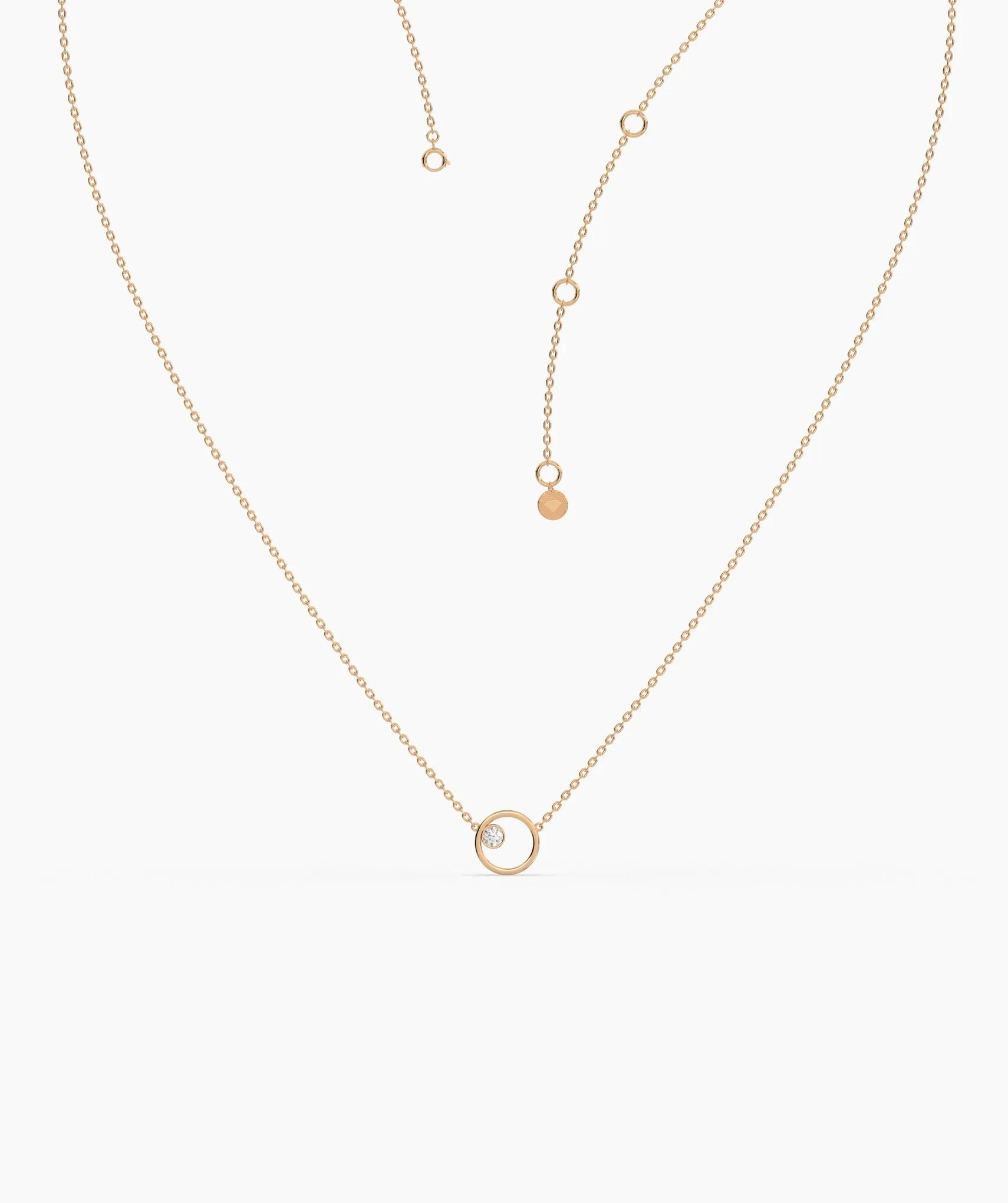 Solid 14k Gold Circle Necklace