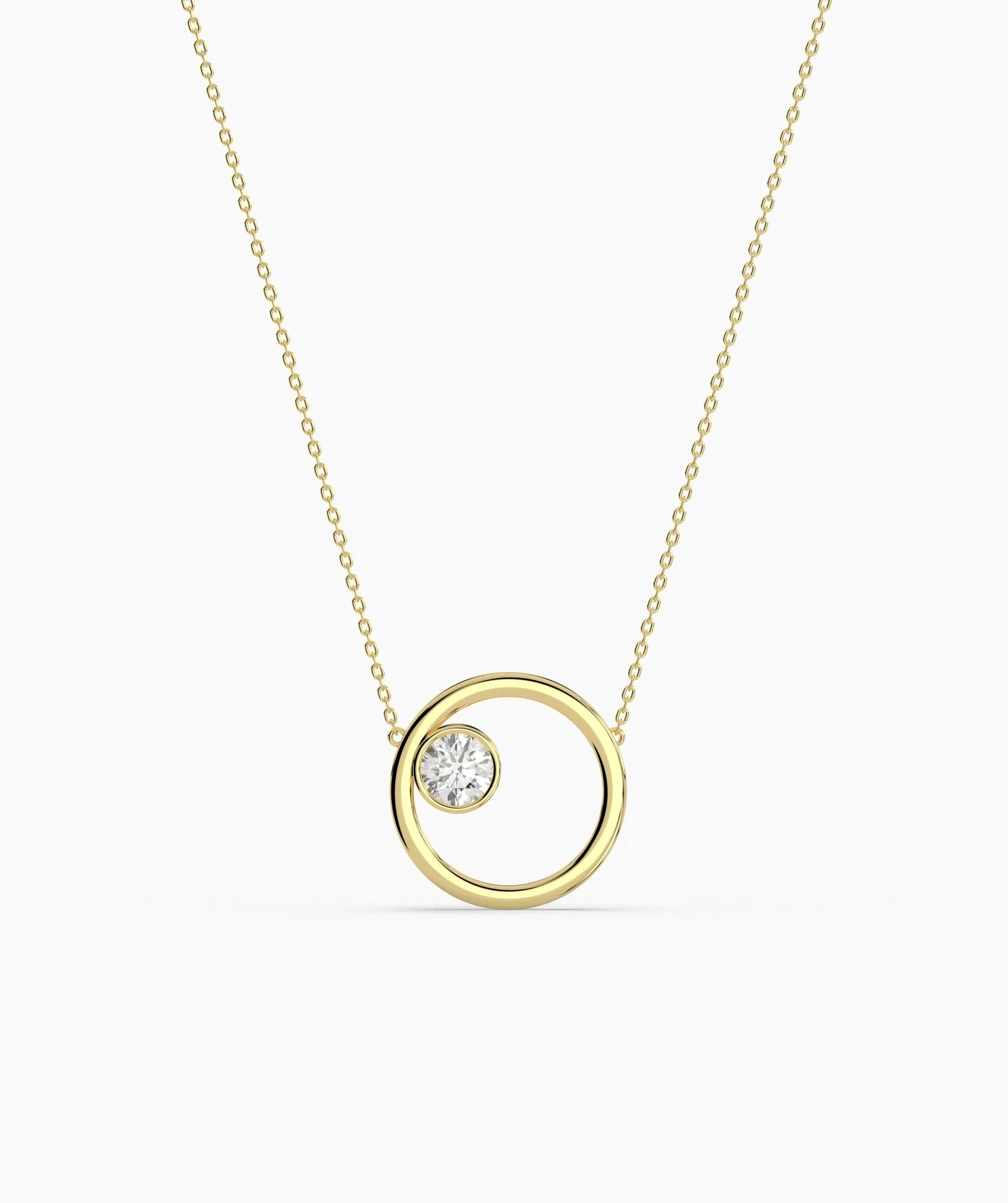 Solid 14k Gold Circle Necklace
