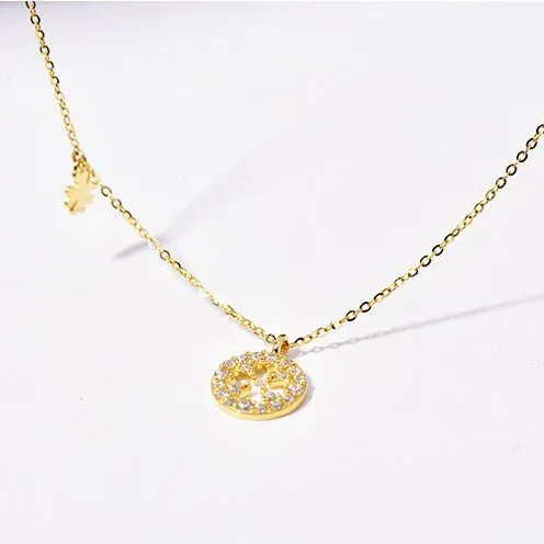 Solid 14K Gold Lucky Clover Necklace