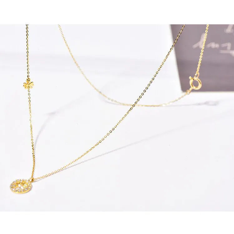 Solid 14K Gold Lucky Clover Necklace